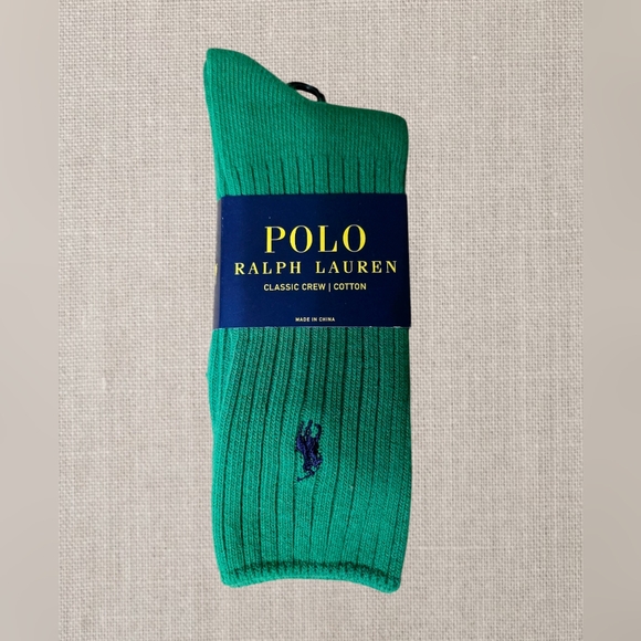 Polo Ralph Lauren Men's Single Classic Crew Socks Color Green - Picture 1 of 5